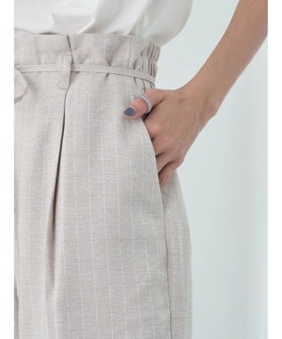 earth music&ecology リネンライクテーパードパンツ（ストライプ） Stripe Beige