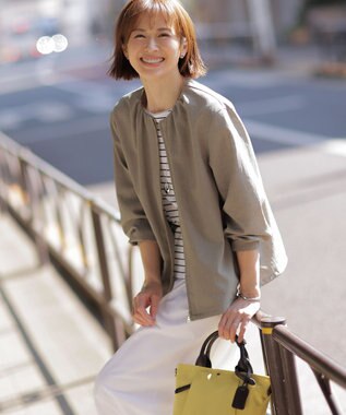 J.PRESS LADIES 【洗える】スムースジャージー ボーダー カットソー オフ×ブラック系