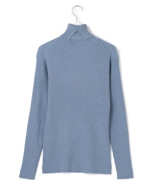 J.PRESS YORK STREET 【WOMEN】ANTI PILLING WOOL リブタートルニット サックスブルー系
