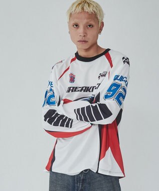 WEGO レーシングロゴメッシュT（LS） ホワイト