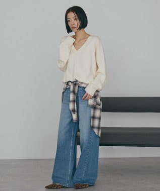 AMERICAN HOLIC バイパチVネックニットプルオーバー Ivory