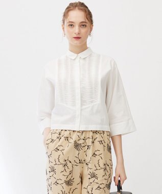 23区 【Indian Factory】コットンポプリン タックディテール シャツ ホワイト