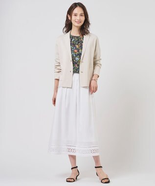 J.PRESS LADIES Cotton Acetate ニット ジャケット ライトベージュ系