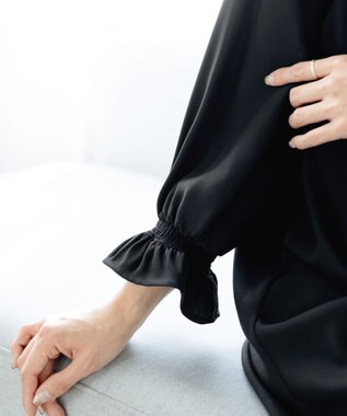 Tiaclasse L 【洗える】ボウタイ風チュニック ブラック