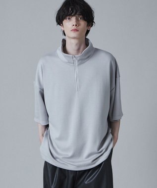 WEGO ドロストスーパーBIGハーフジップT（S） ライトグレー