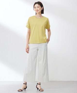 J.PRESS LADIES L 【洗える】セルロースリネンストレッチ イージー パンツ ライトグレー系