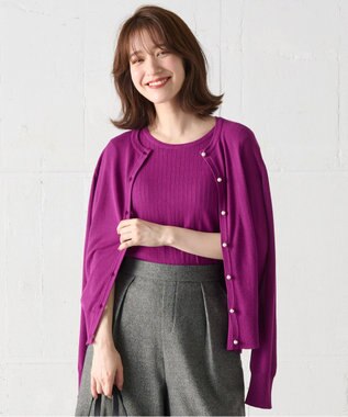 ANY 【洗濯機可/UVカット】パールポイントアンサンブル マゼンタ