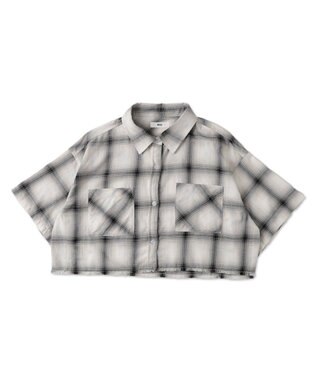 WEGO 【手洗い可/綿100％】オンブレチェックショートシャツ ホワイトチェック1