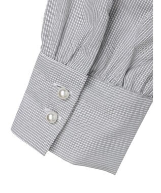 Green Parks パール釦ストライプシャツ Stripe Black