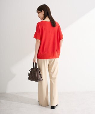 Green Parks シアーリブ切替楊柳プルオーバー Red