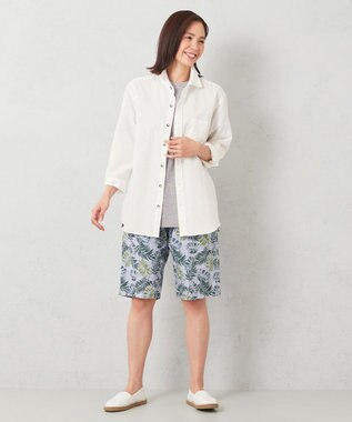 JOSEPH ABBOUD MOUNTAIN 【SPACE／UNISEX】リーフプリント イージーショートパンツ カーキ系5