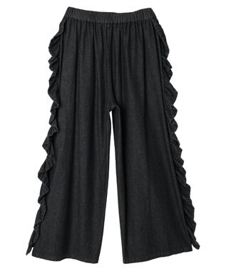 Green Parks ■ＥＳＣＡＲ　デニムサイドラッフルパンツ Black