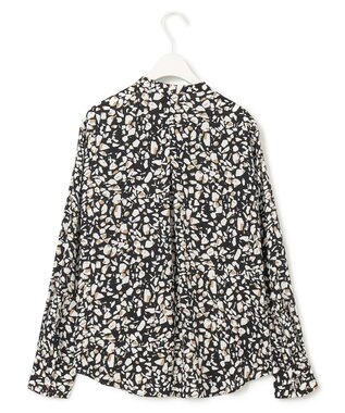 ICB 【WEB限定カラーあり・速乾・洗える】BackSatinAmunzen バンドカラーブラウス ブラックベース系