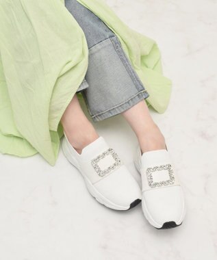 Bridget Birkin 【Bridget Birkin】ビジューバックルニットスニーカー ホワイト