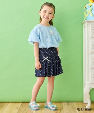 ANY KIDS 【ディズニー/FROZEN】【綿100%】袖チュール Tシャツ サックスブルー（「エルサ」）
