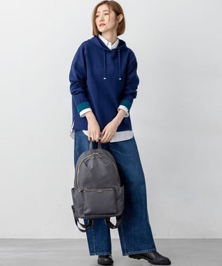 23区 L 【洗える】ダブルフェイスニット パーカー ブルー系