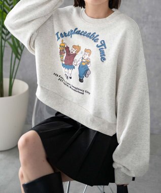 WEGO イラストプルオーバースウェット ライトグレー