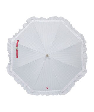 MOONBAT 【遮光/晴雨兼用日傘】POLO RALPH LAUREN(ポロ ラルフローレン) ストライプフリル 長傘 遮熱 UV ネイビー（EC限定色）