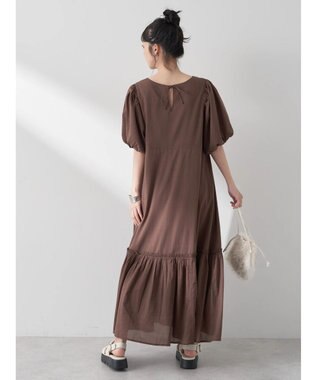 earth music&ecology コットンボイルパフスリーブワンピース Brown