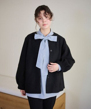 #Newans 【洗濯機可能】バックフレアショートコート ブラック