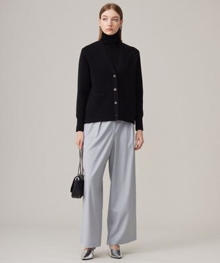 ICB L 【洗える】ソフトカシミヤミックス Vネックニットカーディガン ブラック系