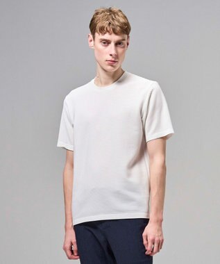 JOSEPH HOMME タックリップルジャージー　クルーネックTシャツ ホワイト系
