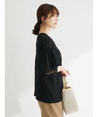 Green Parks ・ＥＬＥＮＣＡＲＥ　ＤＵＥ　ケミカルレースブラウス Black