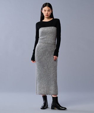 uncrave ラメ シャギー ニット バンドゥ（uncrave STANDARD） シルバー×チャコール