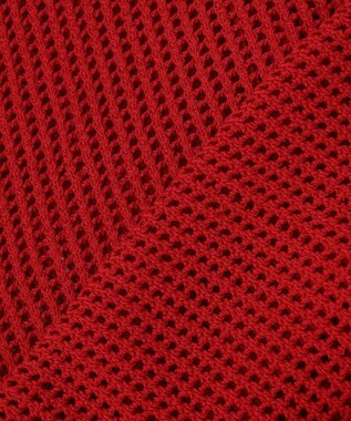 組曲 L 【先行予約・前後着用可】メッシュニット 七分袖カーディガン チェリー系