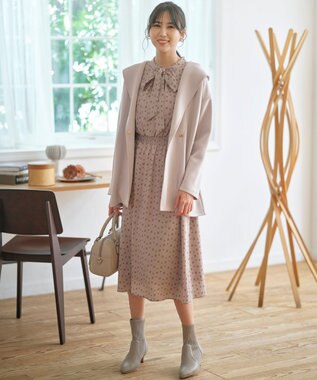 ANY SIS 【洗える】2WAYボウプリント ワンピース ベージュ系