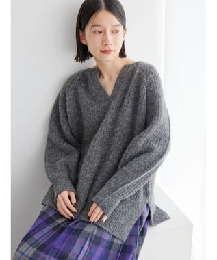 AMERICAN HOLIC ミックスヤーンカフタンニットプルオーバー Dark Gray Mixture