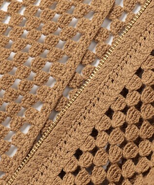 UNFILO L クロシェレースニット ZIPカーディガン キャメル