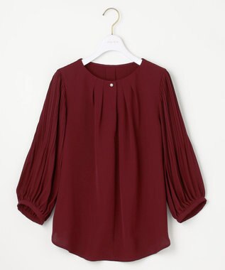 ANY SIS L 【洗える】プリーツスリーブ ブラウス ボルドー