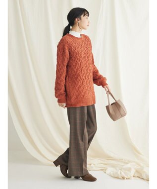 CRAFT STANDARD BOUTIQUE 洗えるモールケーブルニットチュニック Orange