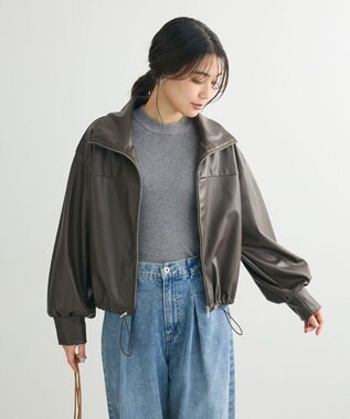 Green Parks フェイクレザードロストブルゾン Brown