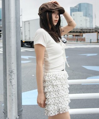 WEGO ヴィンテージライクレースアップT ホワイト