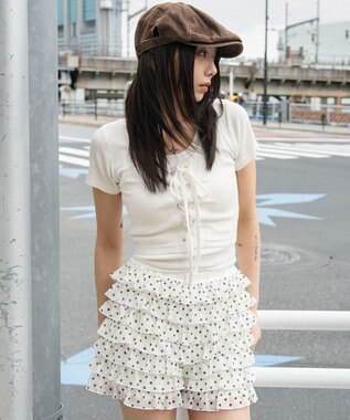 WEGO ヴィンテージライクレースアップT ホワイト