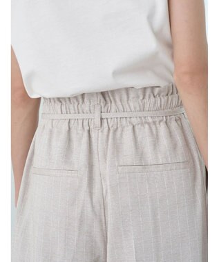 earth music&ecology リネンライクテーパードパンツ（ストライプ） Stripe Beige