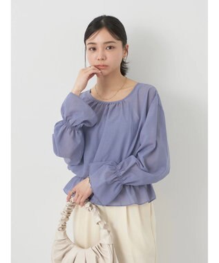 earth music&ecology シャーリングシアーブラウス Blue