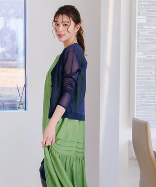 Tiaclasse シアーショートカーディガン ネイビー