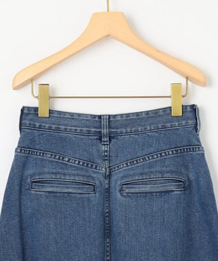 組曲 S ライトデニム ビット付きフレアスカート インディゴネイビー系