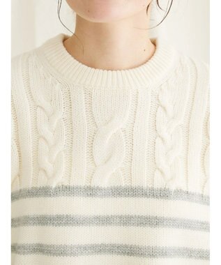 CRAFT STANDARD BOUTIQUE ケーブル×ボーダードッキングプルオーバー Border Ivory