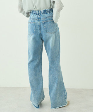 earth music&ecology フロントシームセミフレアデニムパンツ Light Indigo