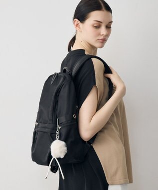 ICB 【4/3-4/19期間限定・受注生産】選べるチャーム 8ポケットナイロンリュック カスタマイズ ファー白&フェイクレザーロープ白