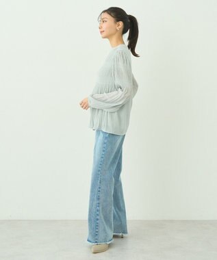 earth music&ecology フロントシームセミフレアデニムパンツ Light Indigo