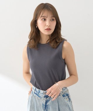 earth music&ecology 【WEB限定】リブタンクトップ チャコールグレー