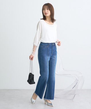 earth music&ecology フロントシームセミフレアデニムパンツ Medium Indigo