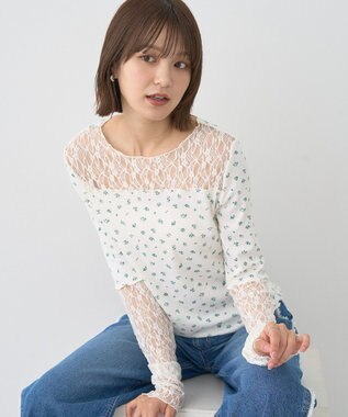 earth music&ecology レース×アイレットプルオ－バー