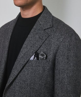 GOTAIRIKU 新色追加【一部ストレッチ】カシミヤブレンド 定番ツイードジャケット(25年モデル) グレー×ヘリンボーン