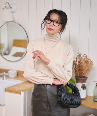 WEGO 【WEB限定/25年秋冬新作/洗濯OK/毛玉レス】タートルネックニット ベージュ